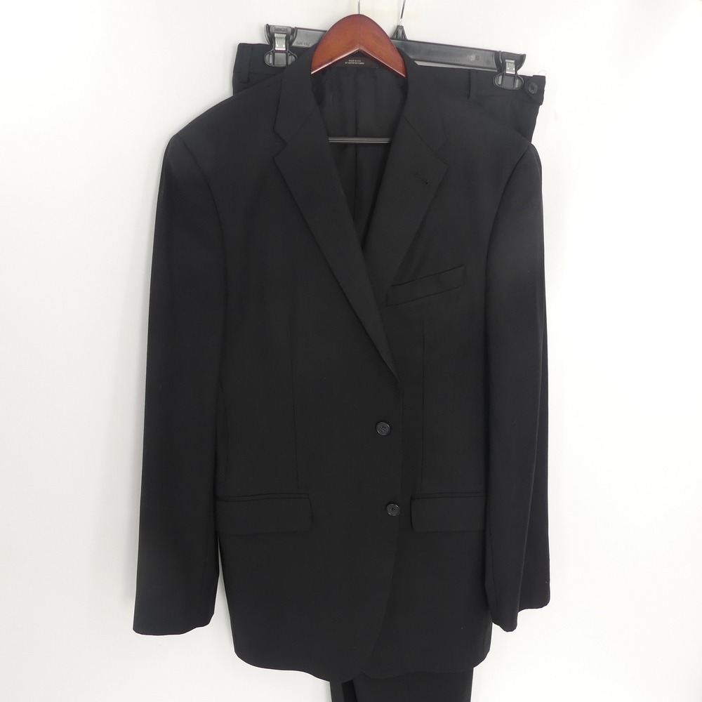 Joseph‎ Abboud 2-Piece Wool Suit Black Stripe Made in USA 40L 33x33